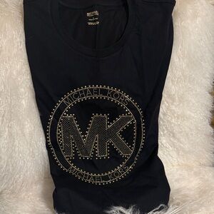 Michael Kors Black Tee with Gold Embellished Logo